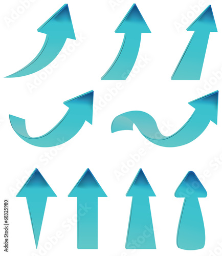 Type of various blue arrow set