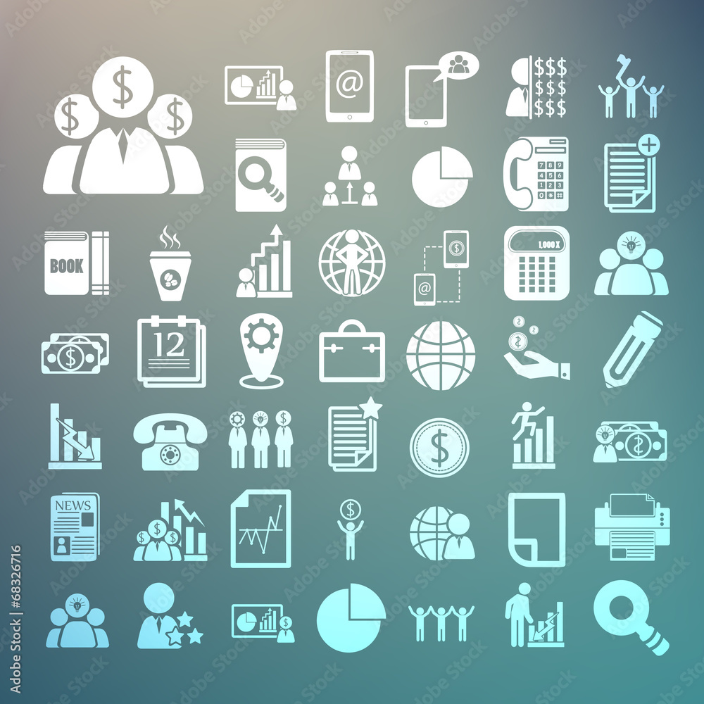 Business icons and Finance icons Set on Retina background Business icons and Finance icons Set on Retina background