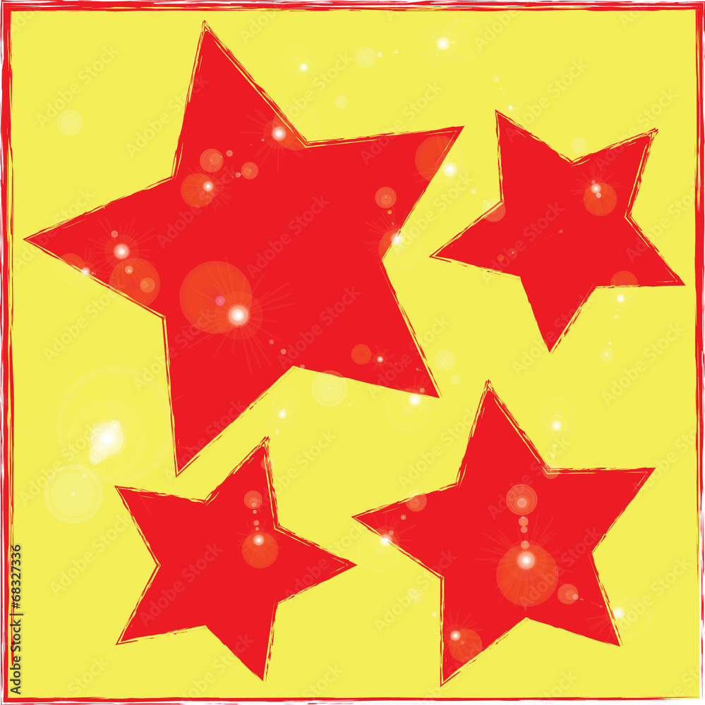 Abstract bokeh red star on yellow background Abstract bokeh red star on yellow background