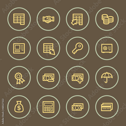 Banking web icons set, coffee series