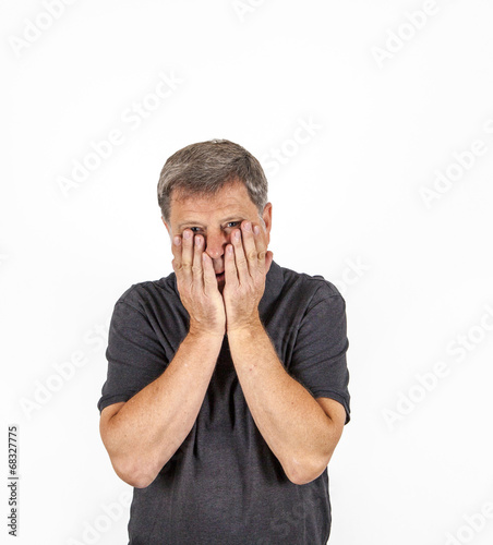 Handsome middle age man studio portrait on a white background
