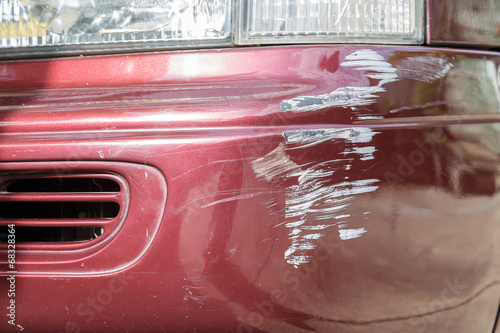 Scratched car paint