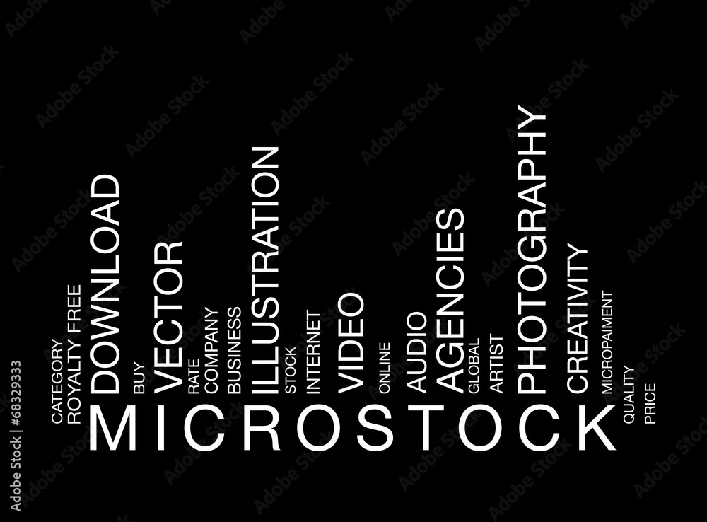 MICROSTOCK word concept in barcode with supporting words MICROSTOCK word concept in barcode with supporting words