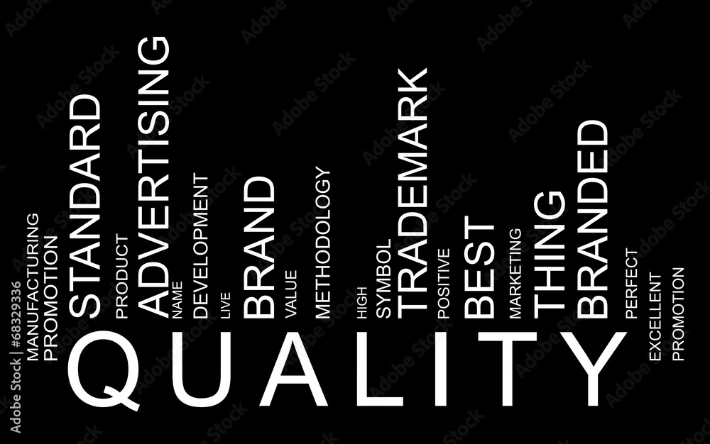 Quality word concept in barcode with supporting words, modern, c Quality word concept in barcode with supporting words, modern, c