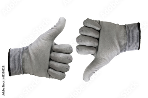 gray work gloves isolated