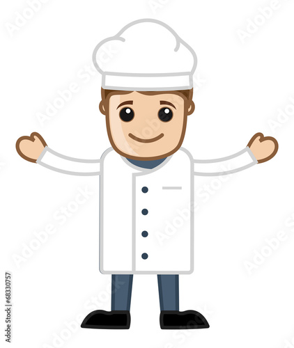 Cartoon Chef Man Raising Hands