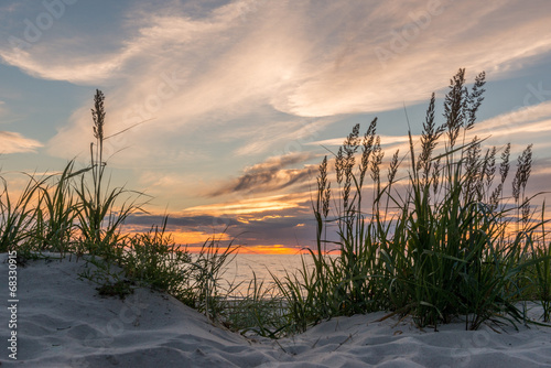 Sunset at the beach of Darß at the Baltic Sea, Mecklenburg-West photo