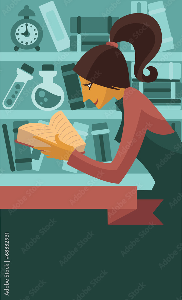 image of girl studying in home