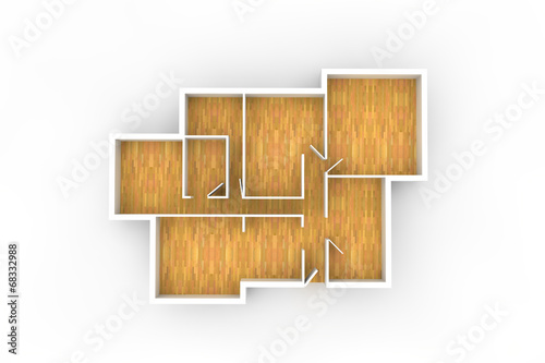 floorplan for typical house or office building with wooden floor