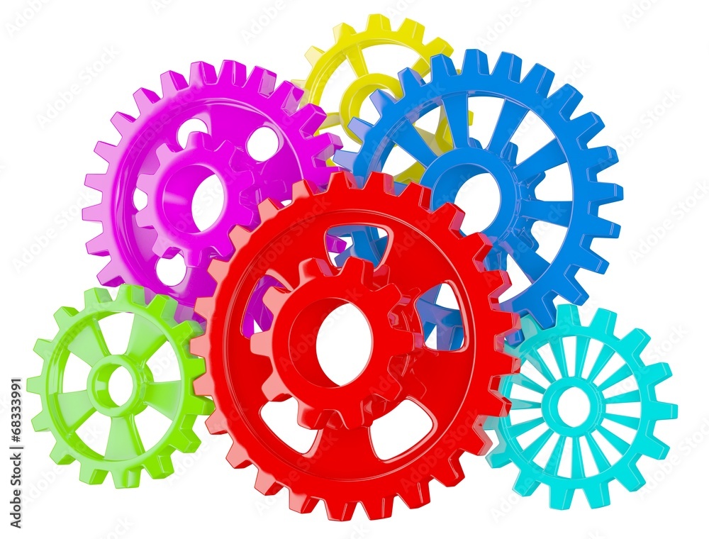 Color gears on white Color gears on white