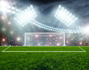 Rideaux Stade Soccer ball on green stadium arena  © Natalia Merzlyakova