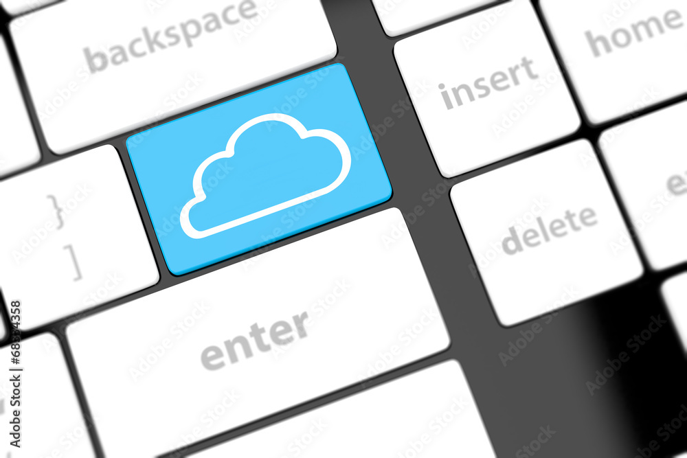 Cloud computing concept on computer keyboard with white keys. Cloud computing concept on computer keyboard with white keys.