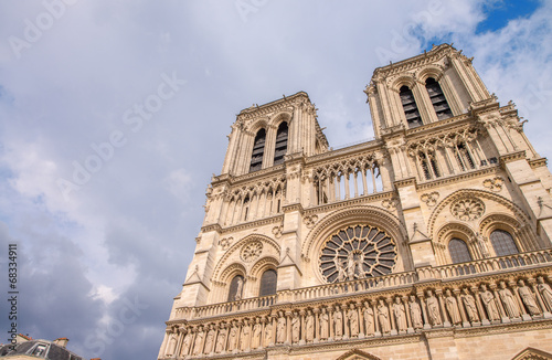 Paris. Wonderful view of Notre Dame Cathedral on a summer aftern