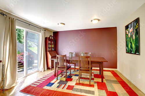 Contrast wall dining room interior