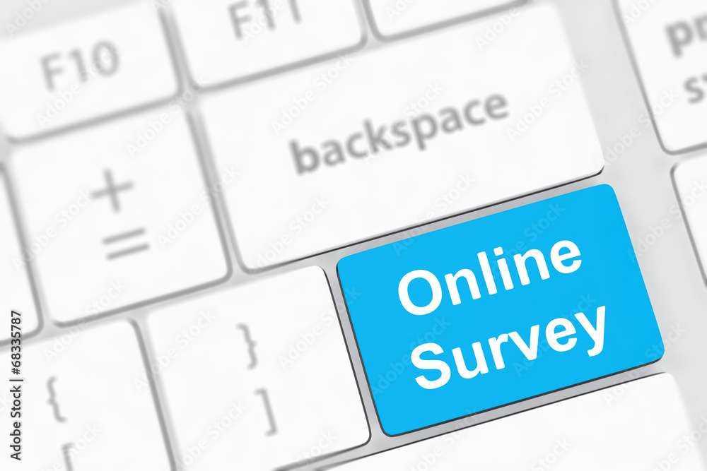 On line survey key on keyboard On line survey key on keyboard