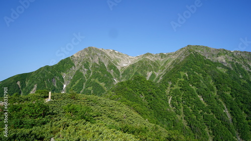 富士見平から見る赤石岳と小赤石岳