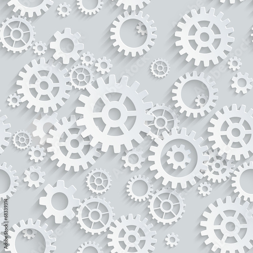 Vector seamless gears 3d mechanical pattern