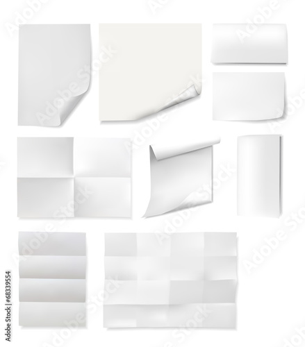 Paper sheets templates set isolated on white background