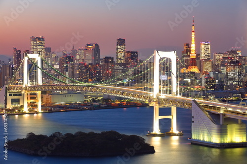Fototapeta Naklejka Na Ścianę i Meble -  View of Tokyo bay area at twilight