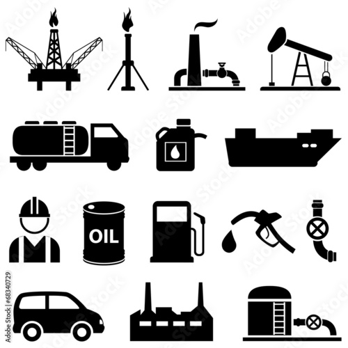 Oil, petroleum and gasoline icons
