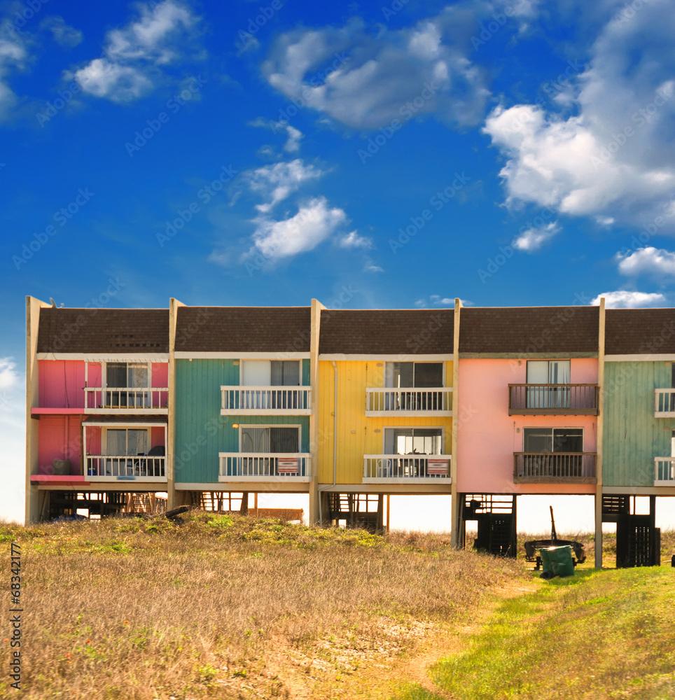 Texas. Colorful homes near the sea Texas. Colorful homes near the sea