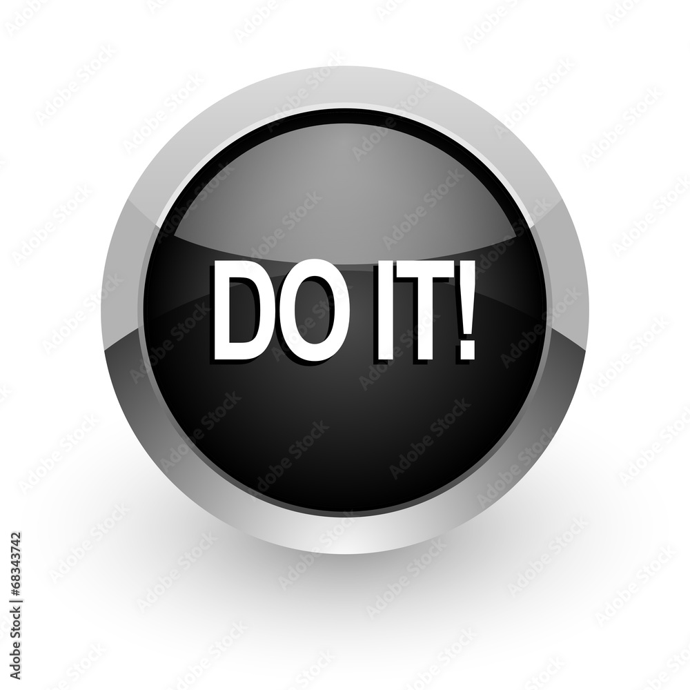 do it black chrome glossy web icon do it black chrome glossy web icon