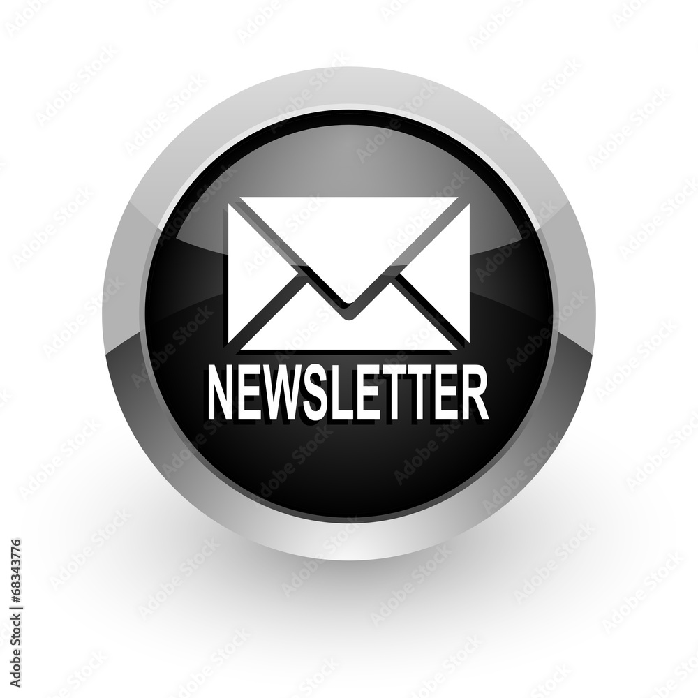 newsletter black chrome glossy web icon newsletter black chrome glossy web icon