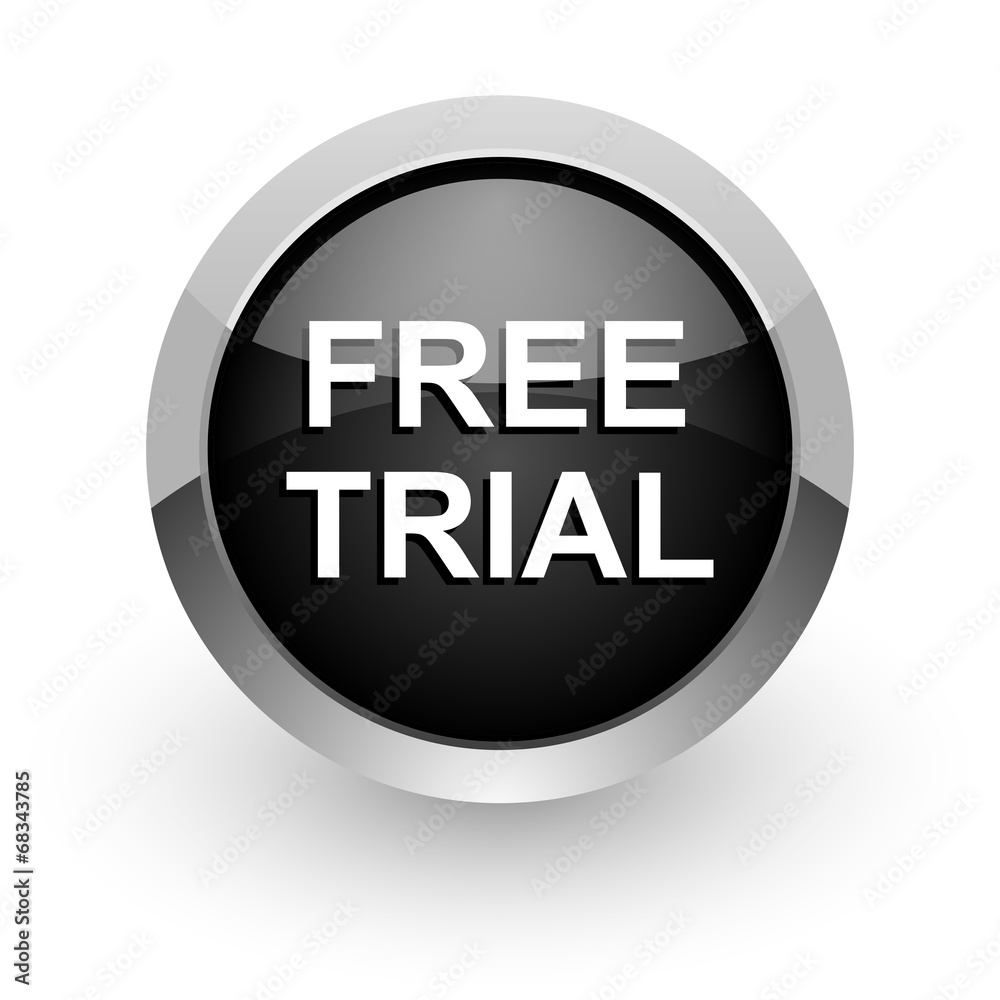 free trial black chrome glossy web icon free trial black chrome glossy web icon