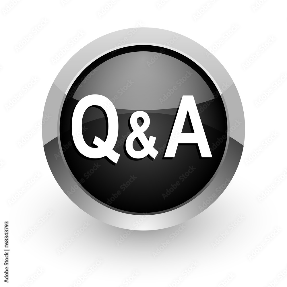 question answer black chrome glossy web icon question answer black chrome glossy web icon