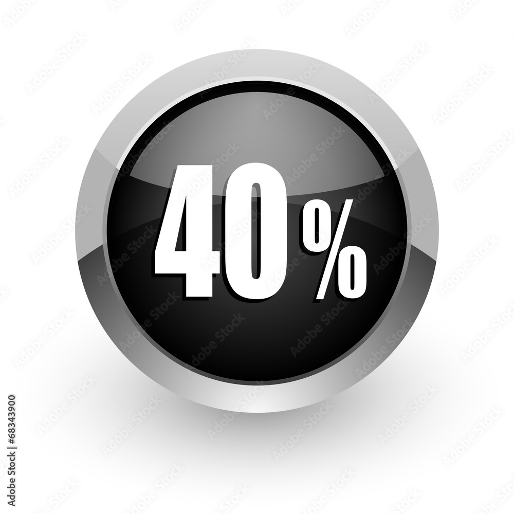 40 percent black chrome glossy web icon 40 percent black chrome glossy web icon