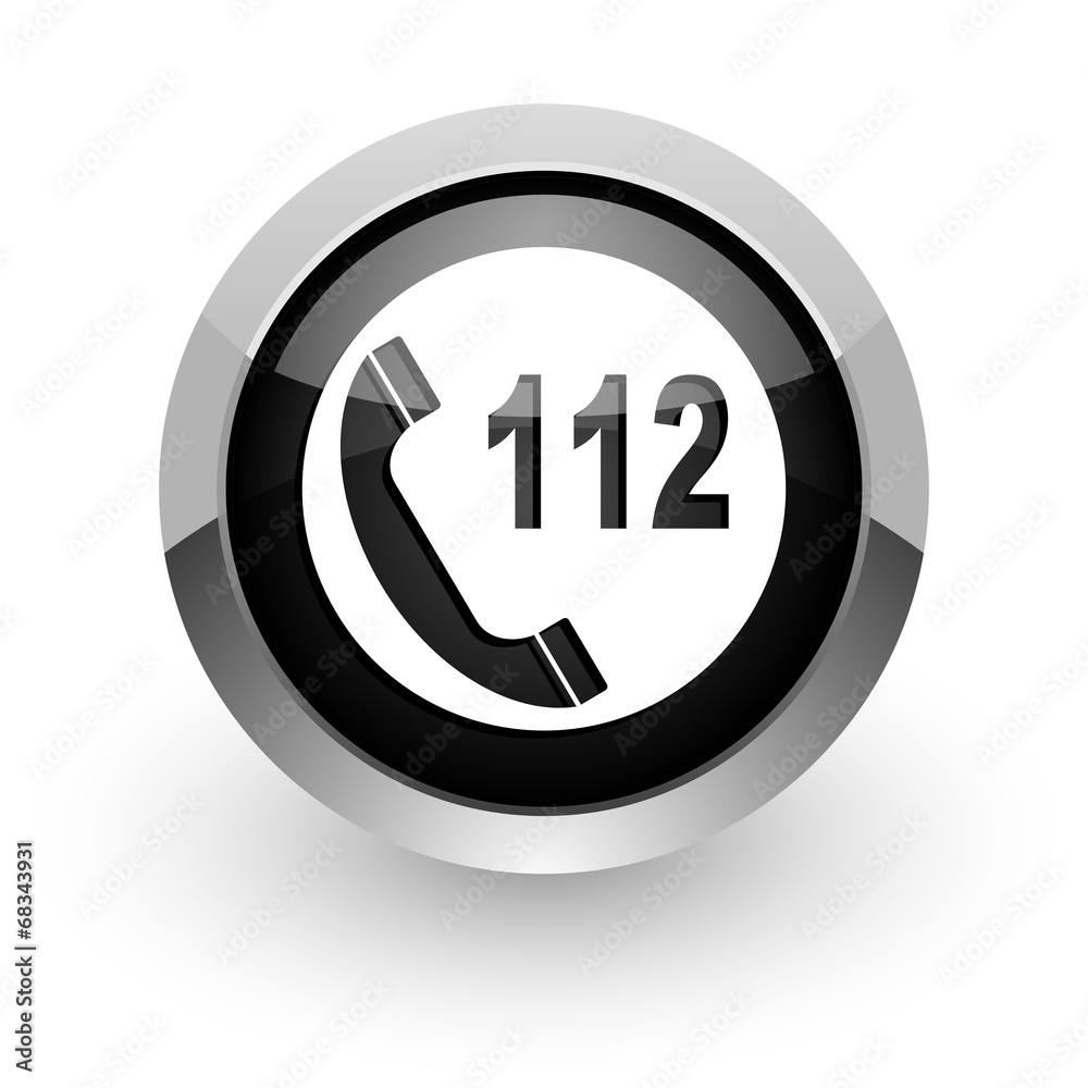 emergency call black chrome glossy web icon emergency call black chrome glossy web icon
