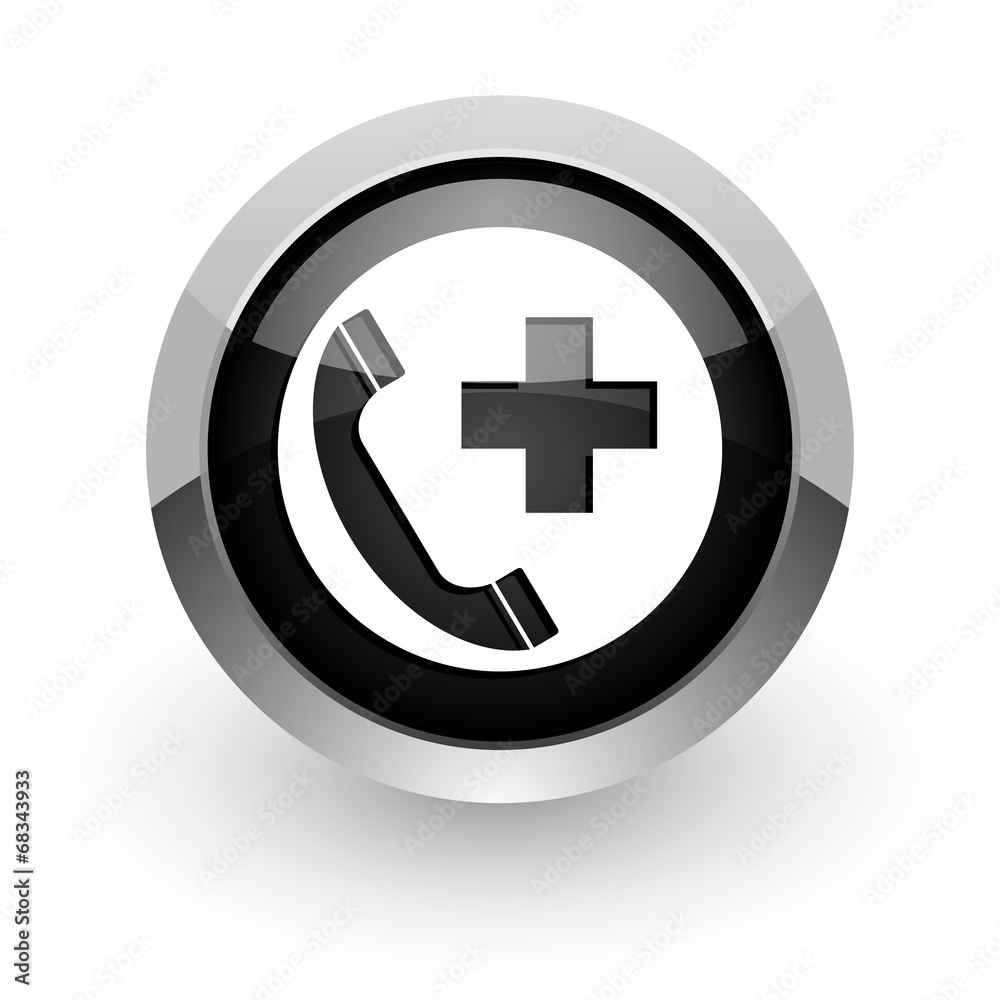 emergency call black chrome glossy web icon emergency call black chrome glossy web icon
