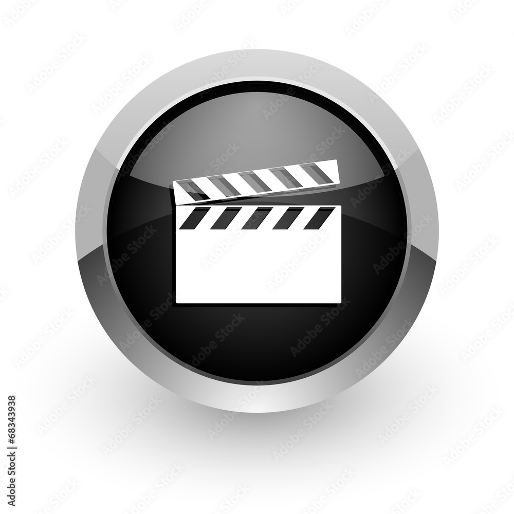 video black chrome glossy web icon