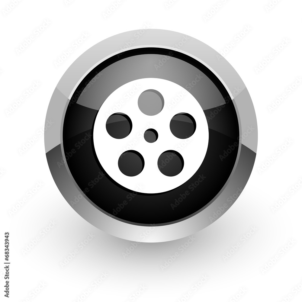 film black chrome glossy web icon