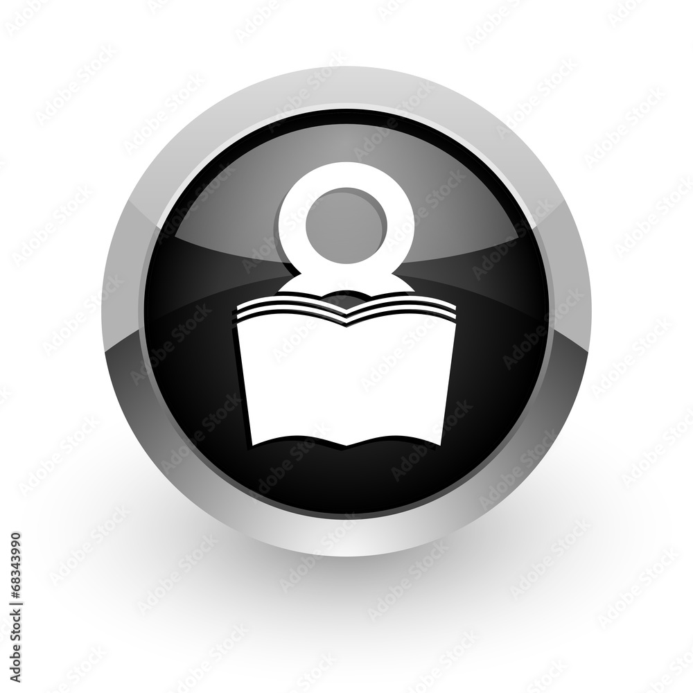 book black chrome glossy web icon