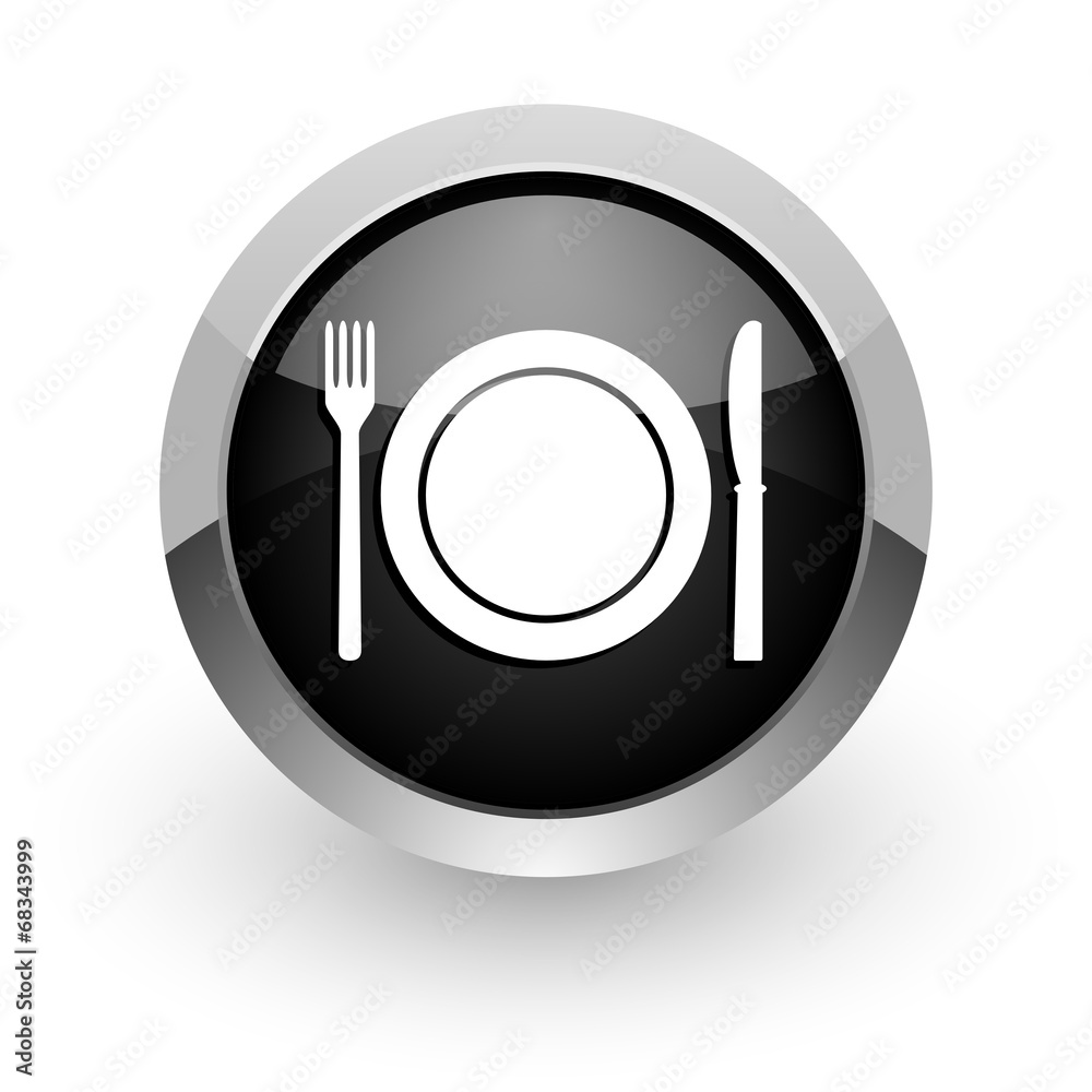restaurant black chrome glossy web icon restaurant black chrome glossy web icon