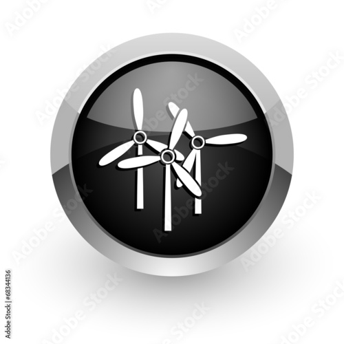 windmill black chrome glossy web icon