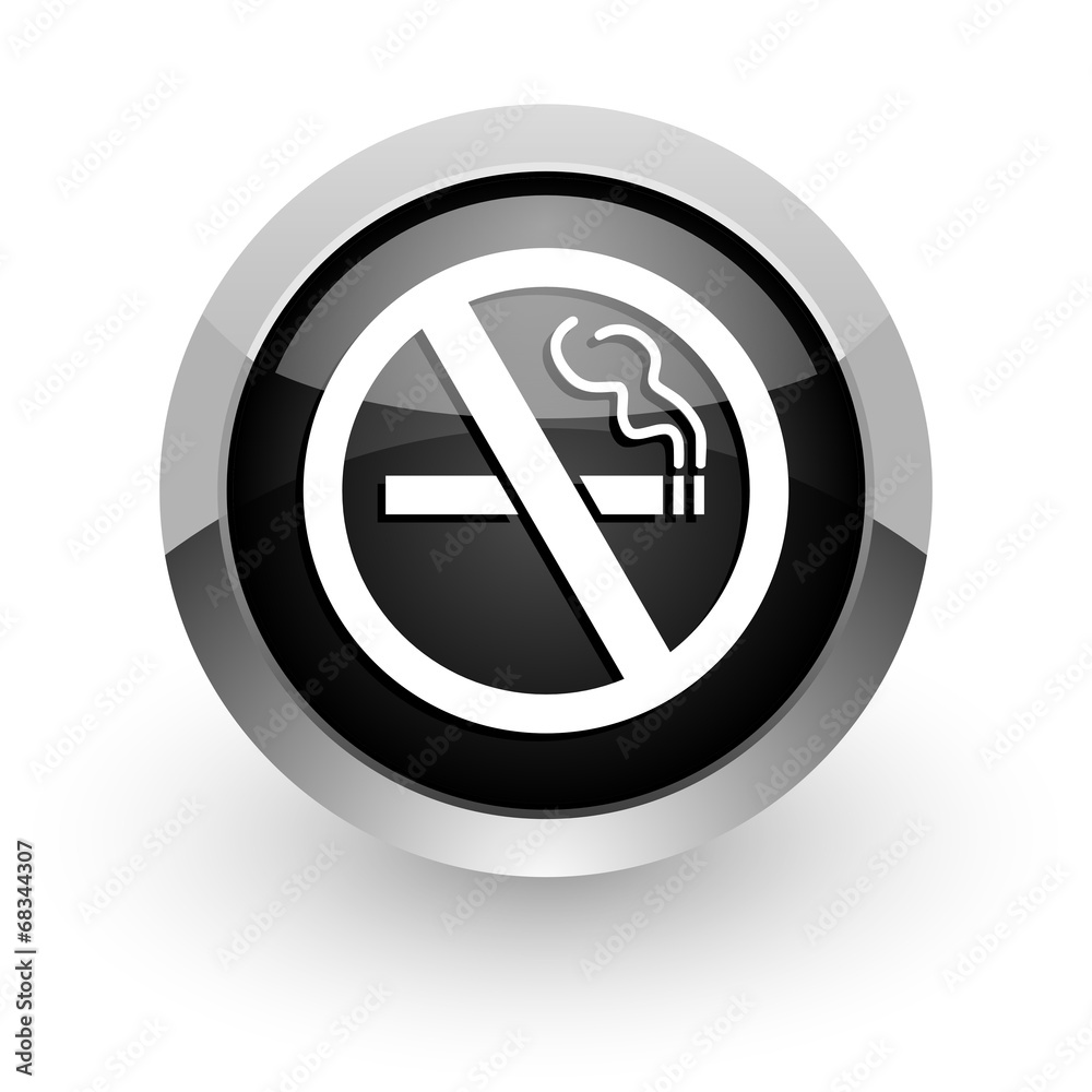 no smoking black chrome glossy web icon no smoking black chrome glossy web icon