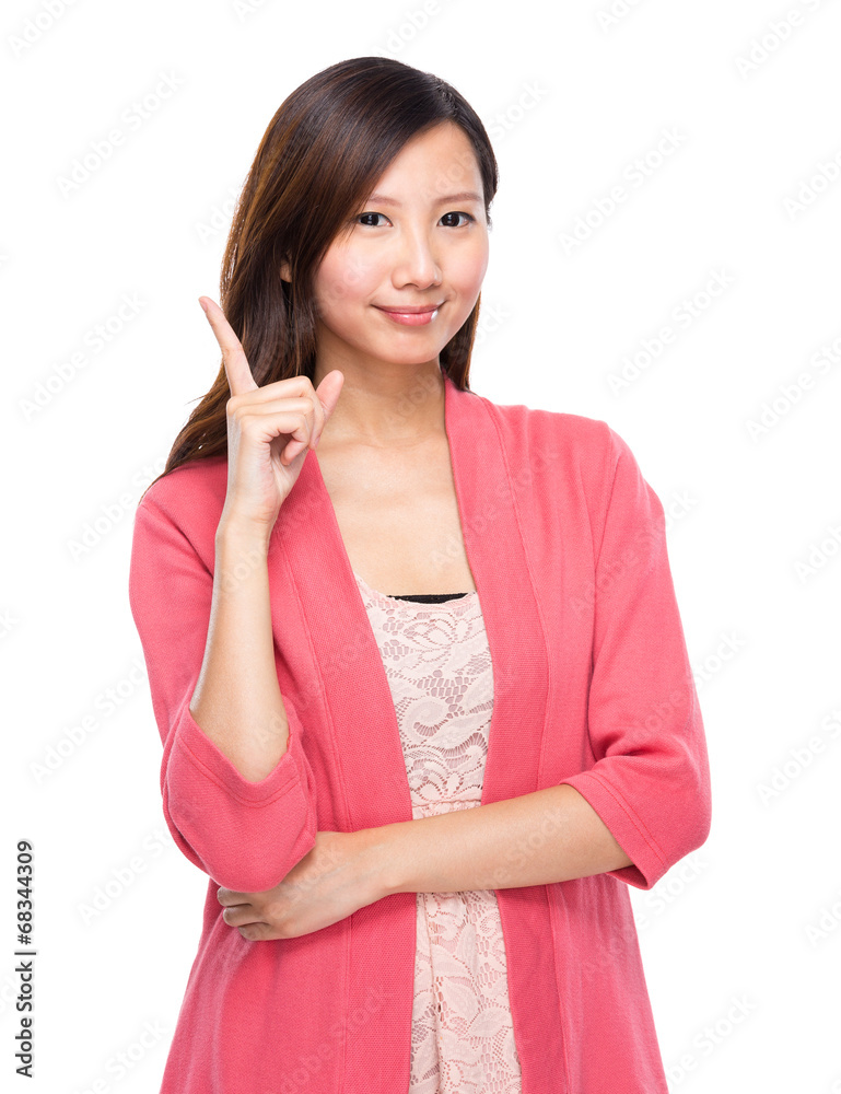 Asian woman with finger point out Asian woman with finger point out