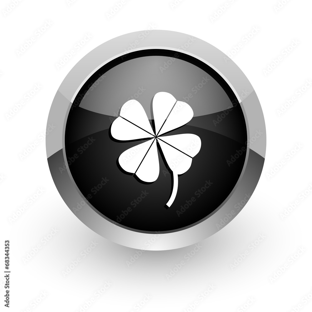 four-leaf clover black chrome glossy web icon four-leaf clover black chrome glossy web icon