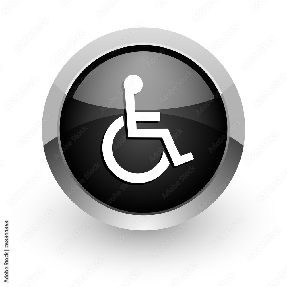 wheelchair black chrome glossy web icon wheelchair black chrome glossy web icon