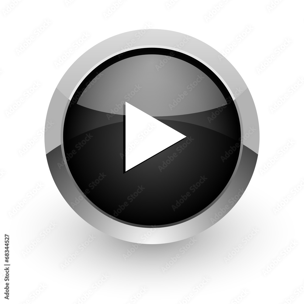 play black chrome glossy web icon play black chrome glossy web icon