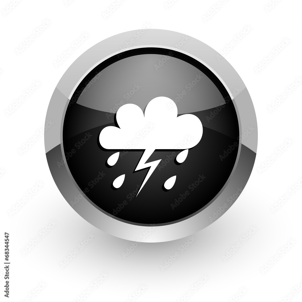 storm black chrome glossy web icon