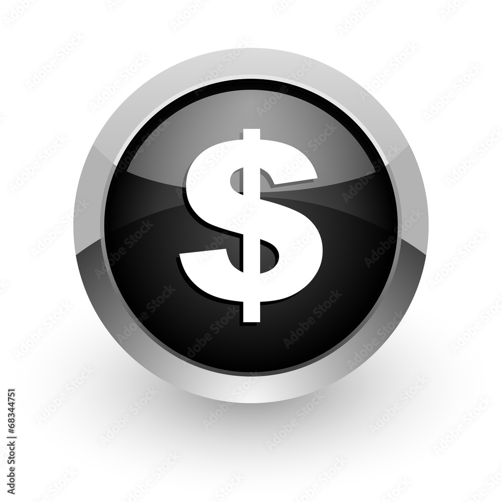 dollar black chrome glossy web icon dollar black chrome glossy web icon