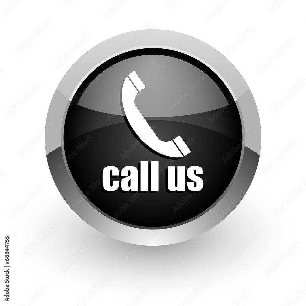 call us black chrome glossy web icon call us black chrome glossy web icon