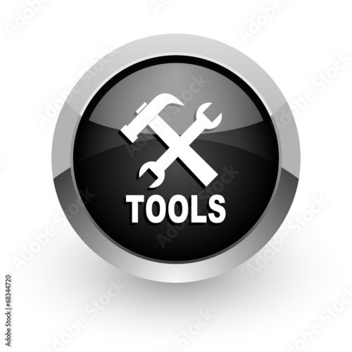 tools black chrome glossy web icon