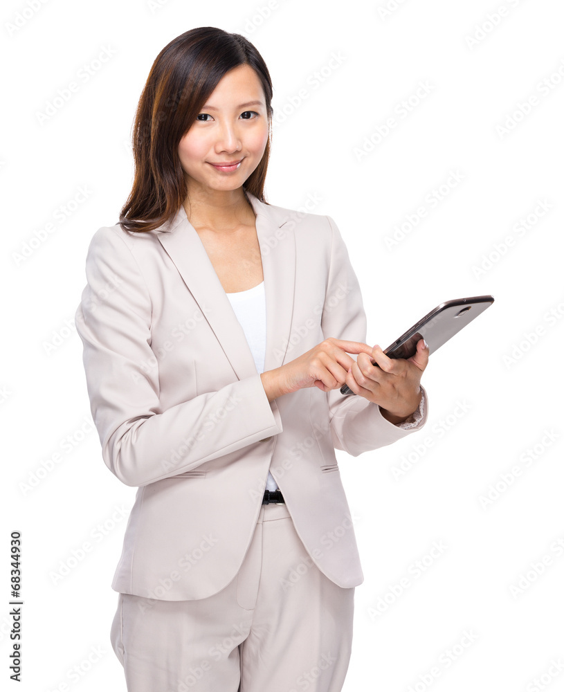 Businesss woman touch on digital tablet Businesss woman touch on digital tablet