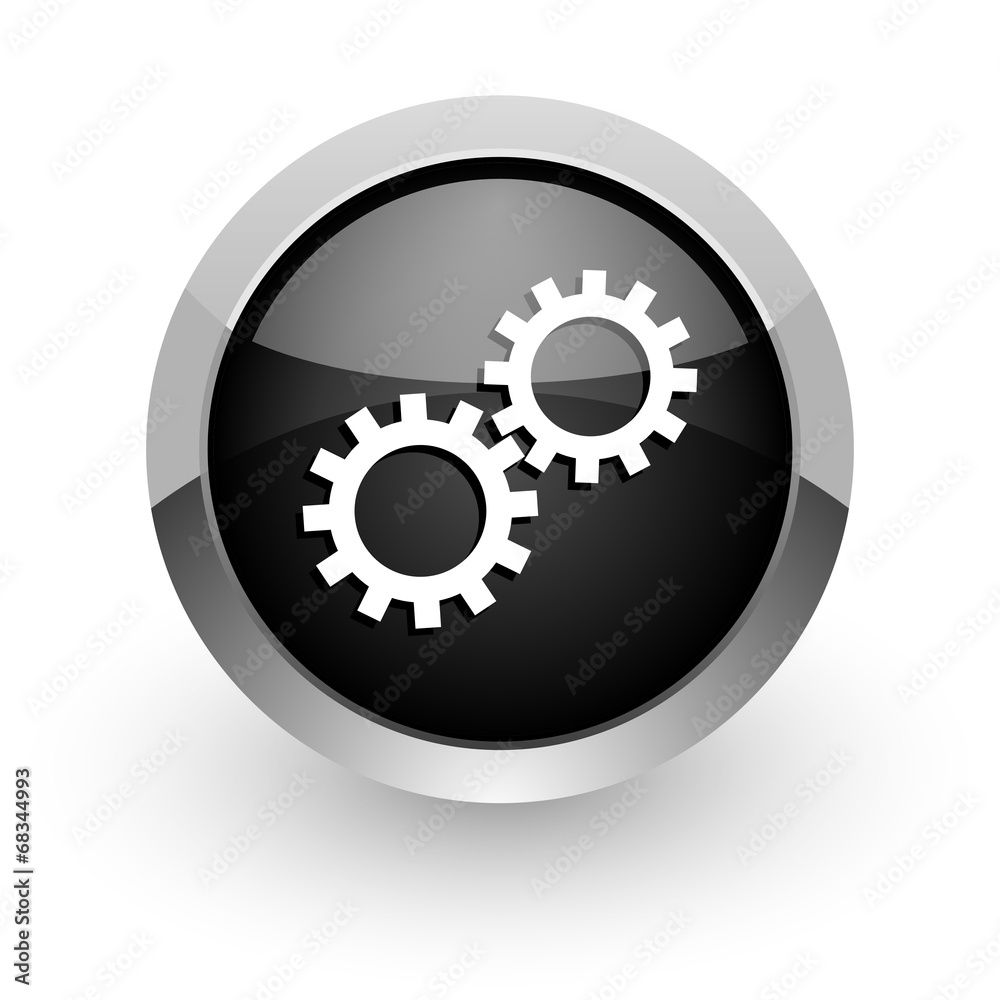 gear black chrome glossy web icon gear black chrome glossy web icon