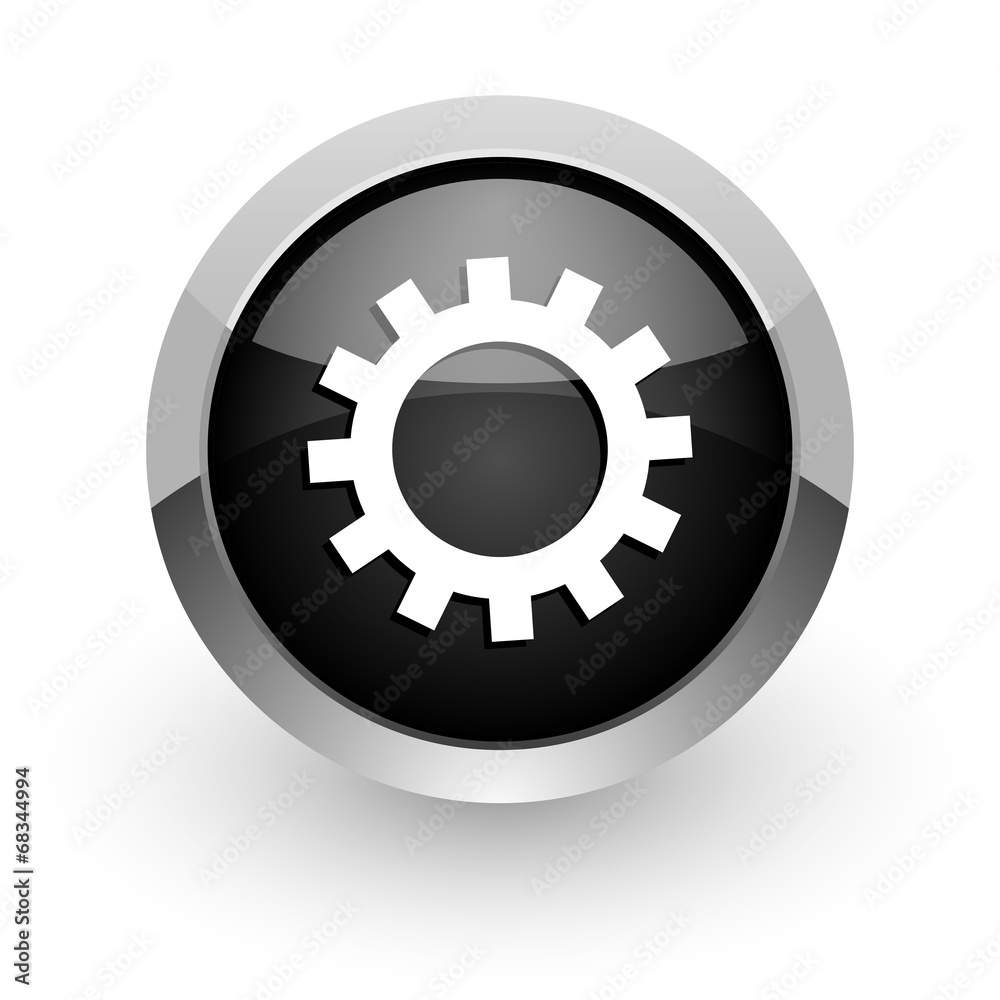 gear black chrome glossy web icon gear black chrome glossy web icon