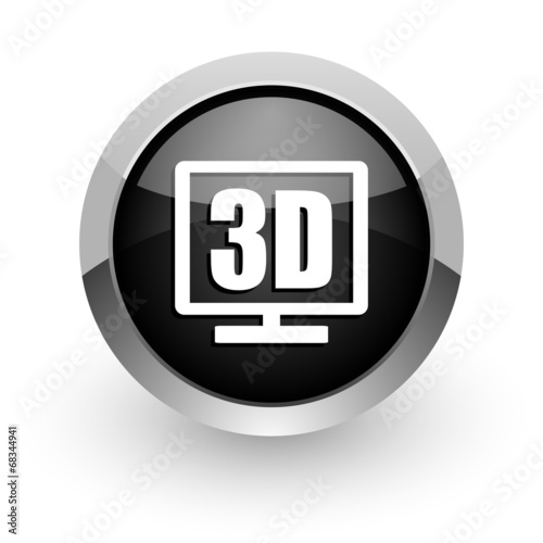 3d display black chrome glossy web icon